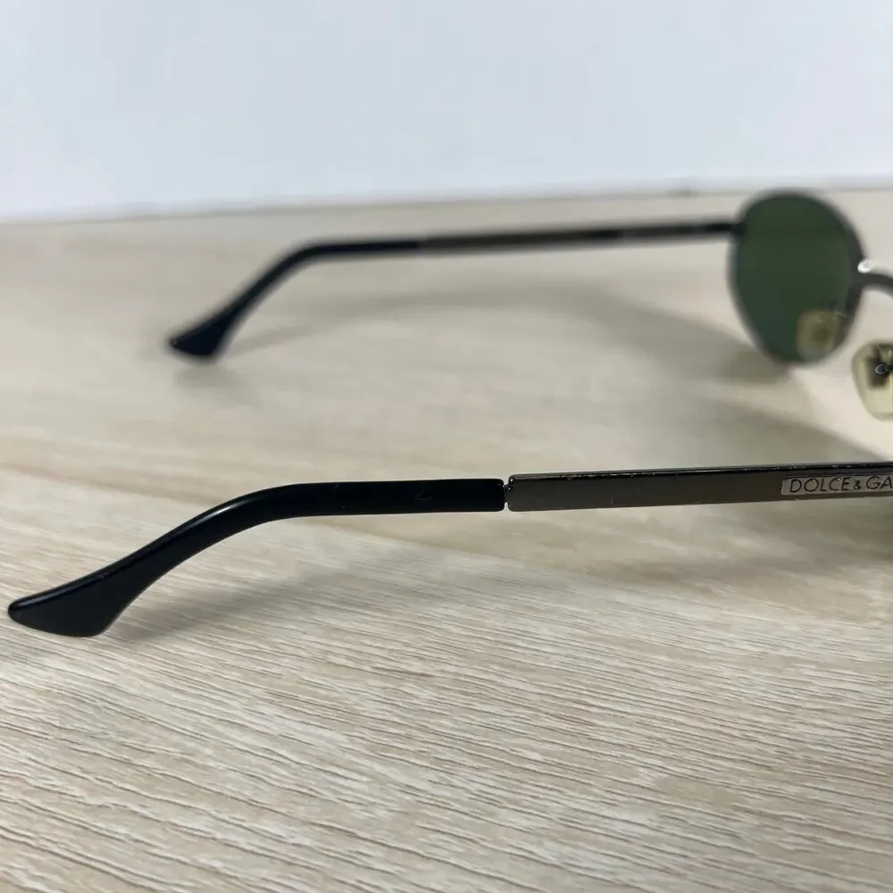 Vintage RARE! Dolce & Gabbana Oval Sunglasses Green Lenses Metal 51-20-140 Italy